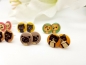 Preview: Katzen Knopf Ohrstecker Holz Button